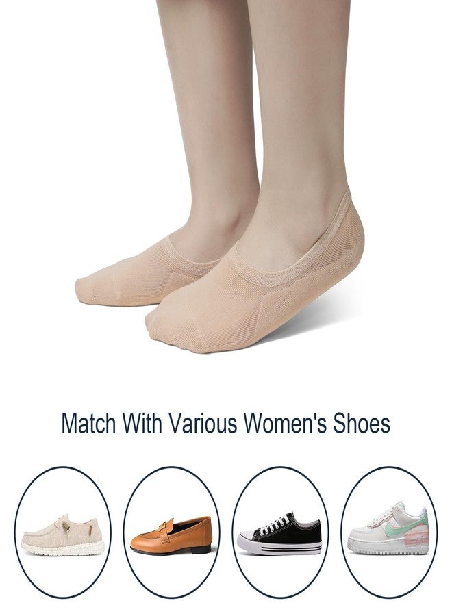 SIXDAYSOX 4 Pairs Nude Womens Socks Low Cut Cotton No Show Non Slip Socks Size 6-9 - Image 4